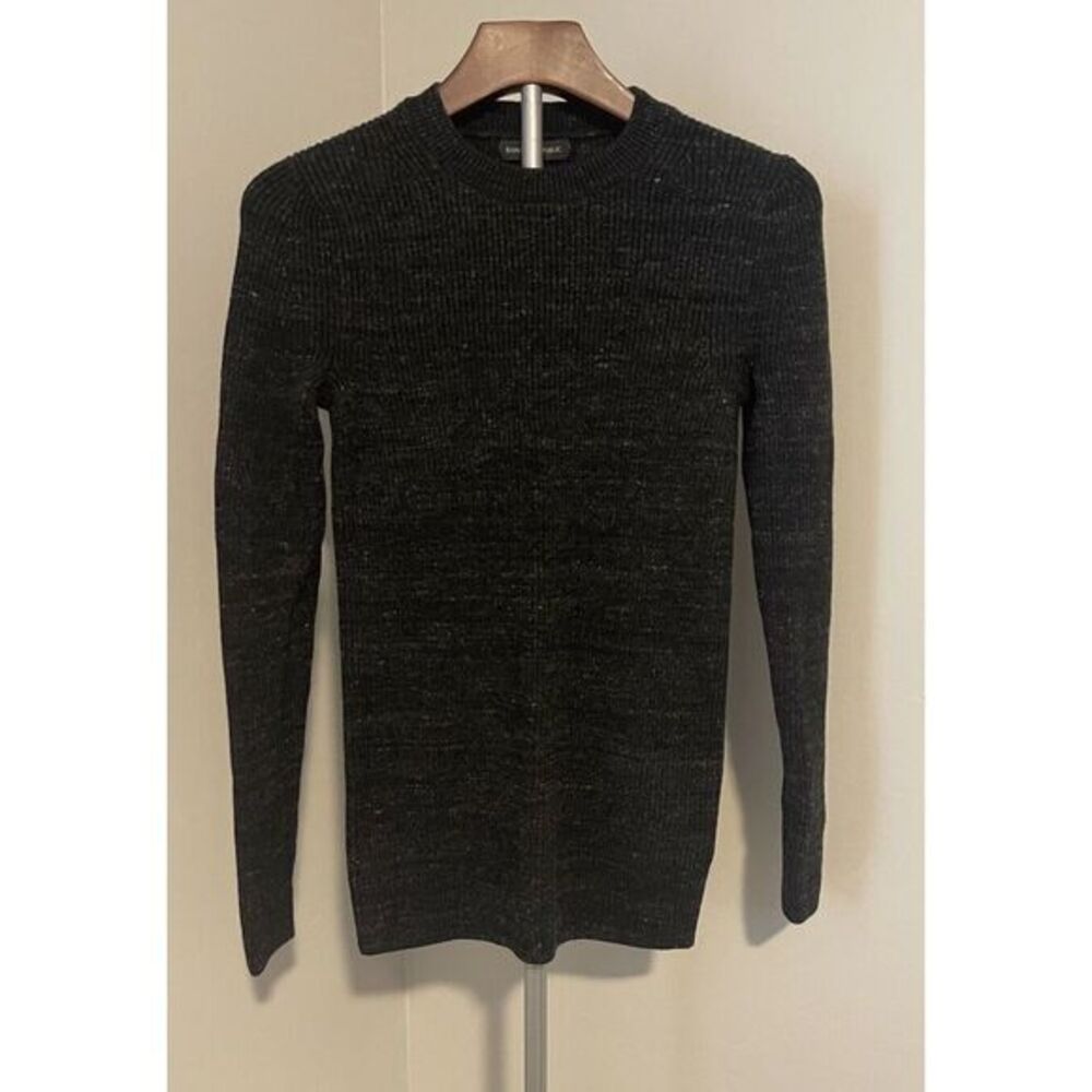 Women's Banana Republic Black Heathered Merino Wool Blend Sweater Sz‎ S